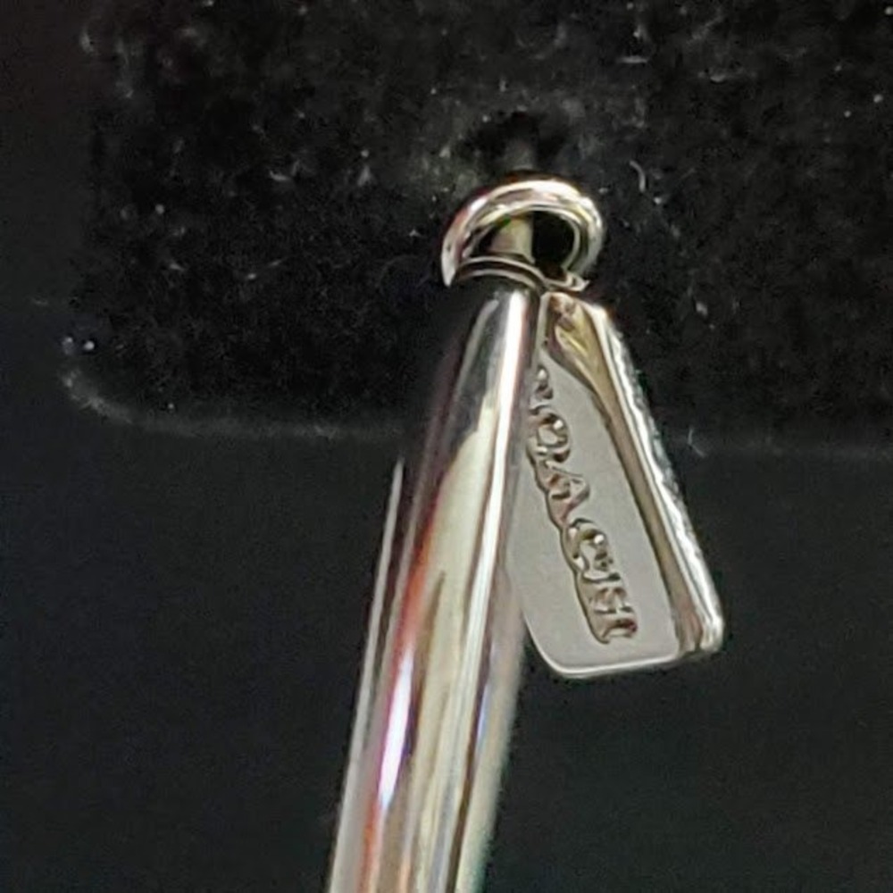Coach Silver Tone Signature Charm 3/4 Hoop Earrings New with Tags C9478 - Picture 7 of 9